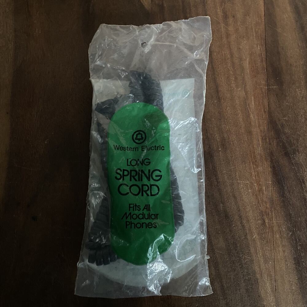 New Western Electric Long Spring Headset Phone Cord Black H4DU Vintage